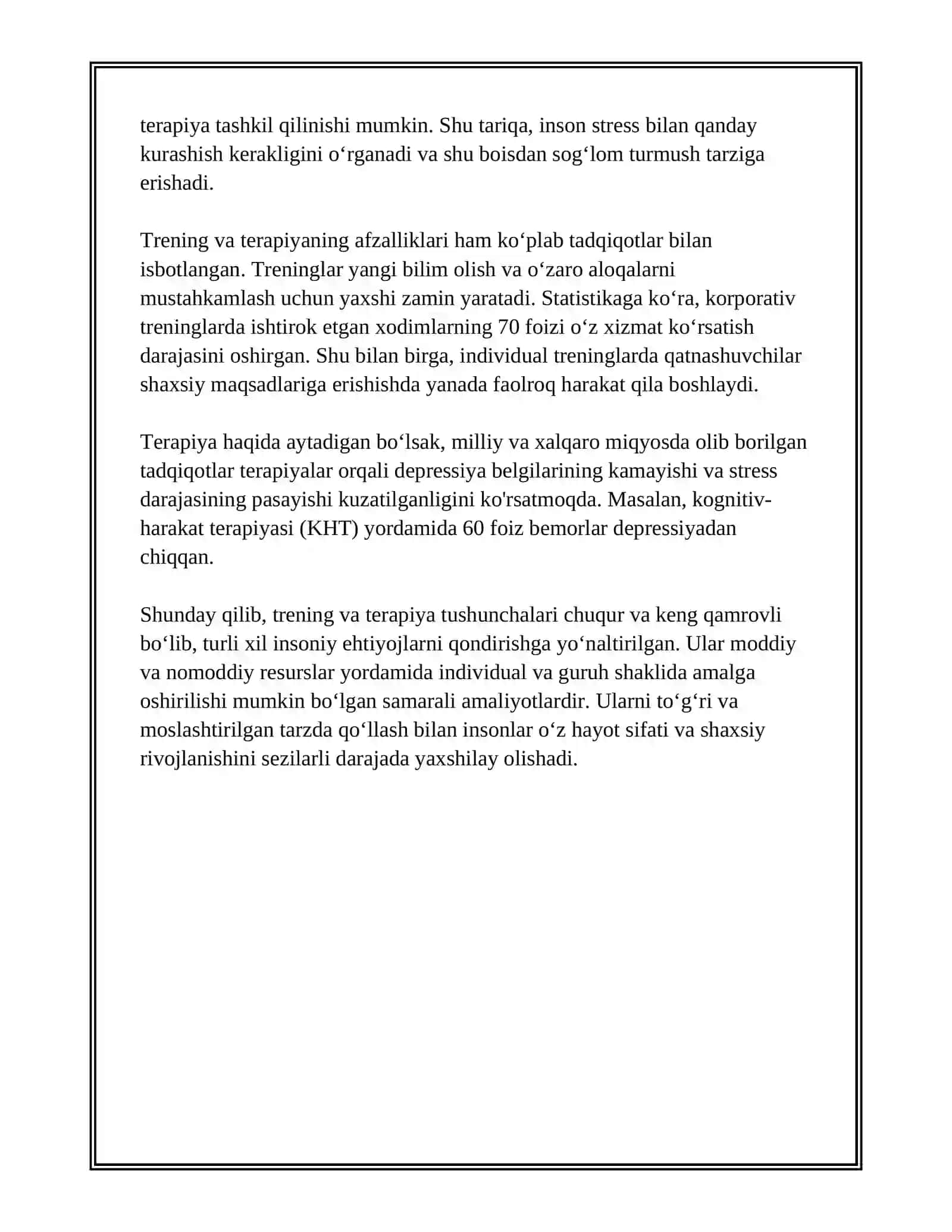 TRENING VA TERAPIYA O‘RTASIDAGI FARQLAR TRENINGDA O‘YIN-GURUH BILAN ISHLASH VOSITASI SIFATIDA 4