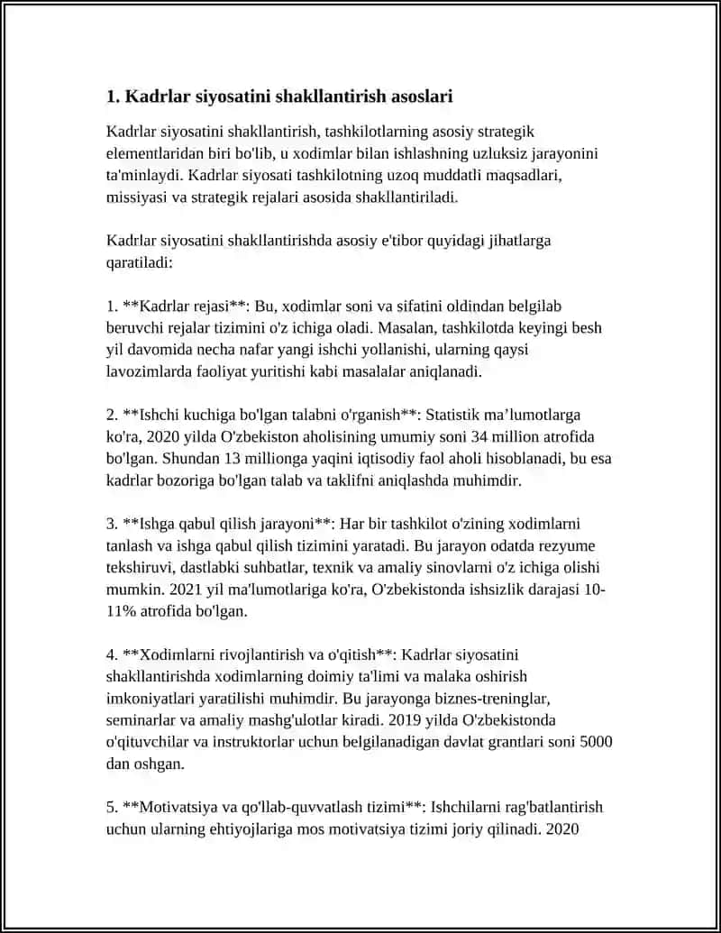 KORXONADA KADRLAR SIYOSATI VA UNI DARAJASINI OSHIRISH YO‘LLARI 4