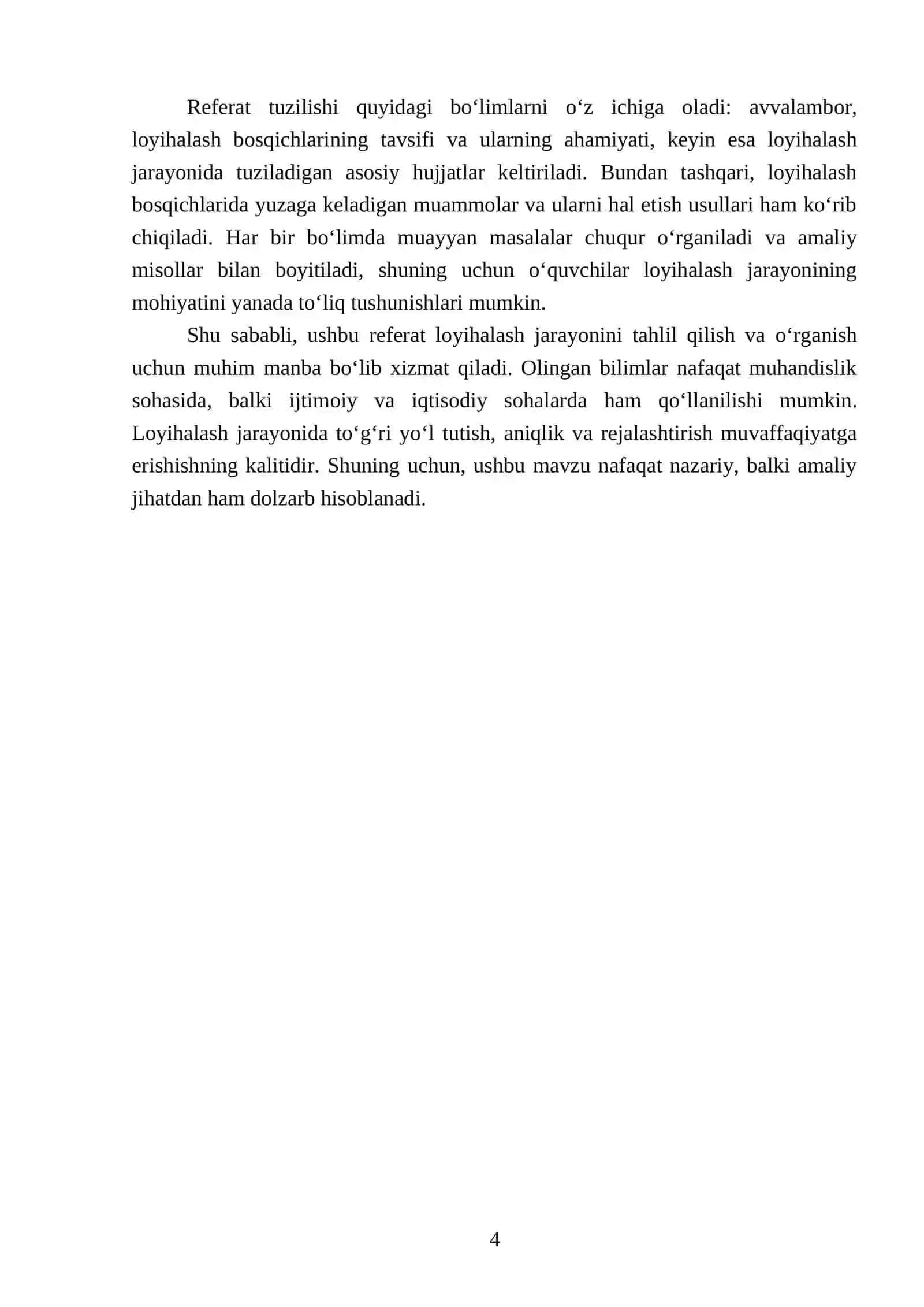 Loyihalash bosqichlari va ularda tuziladigan hujjatlar 4
