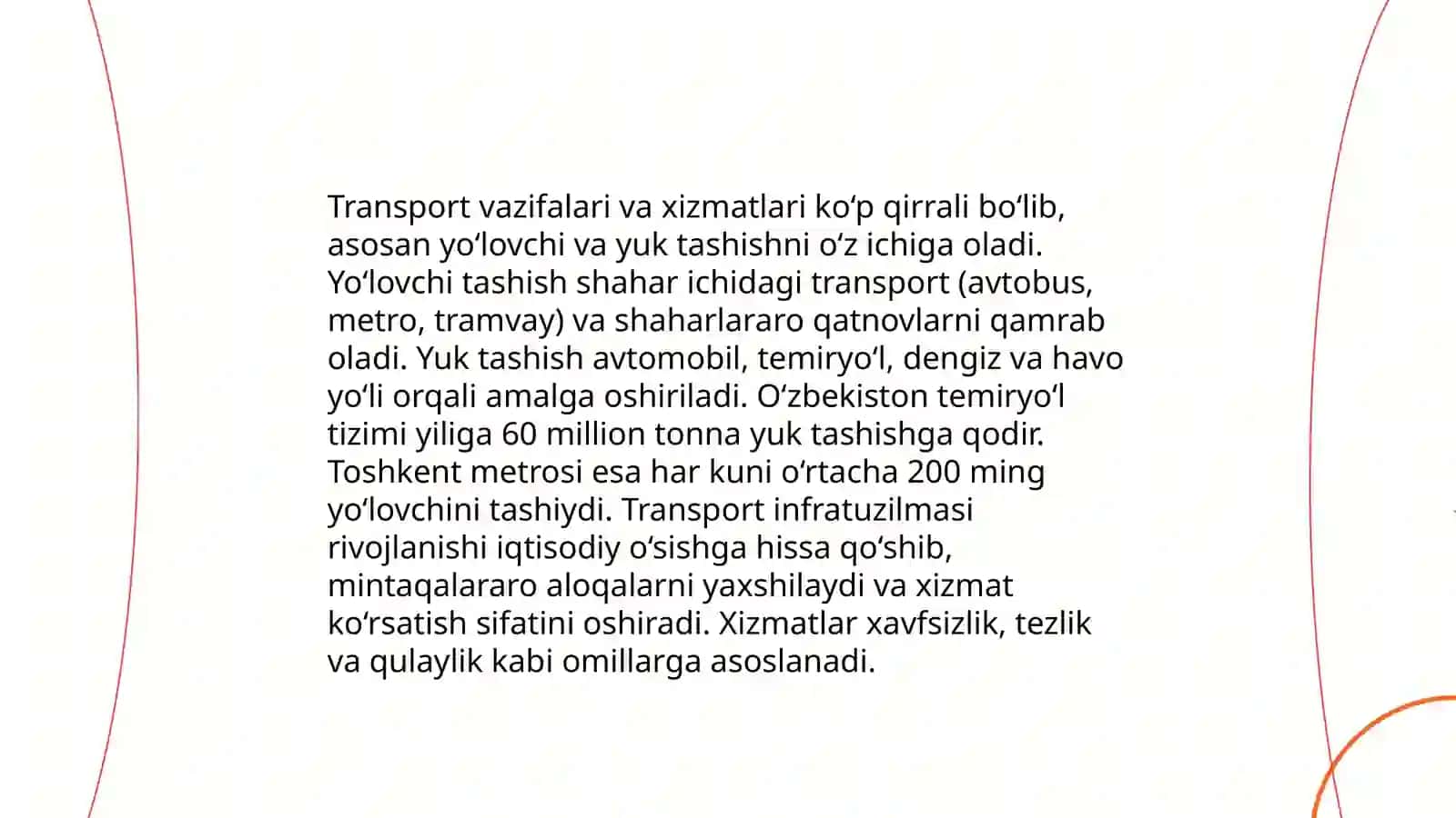Transport pog’onasining vazifalari 4