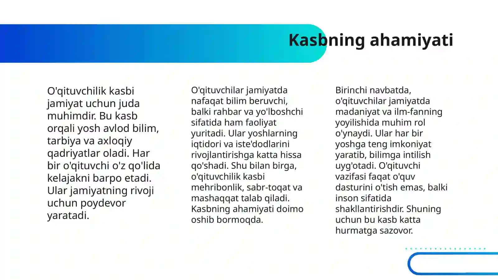 MEN O'QITUVCHI BO'LMOQCHIMAN 4