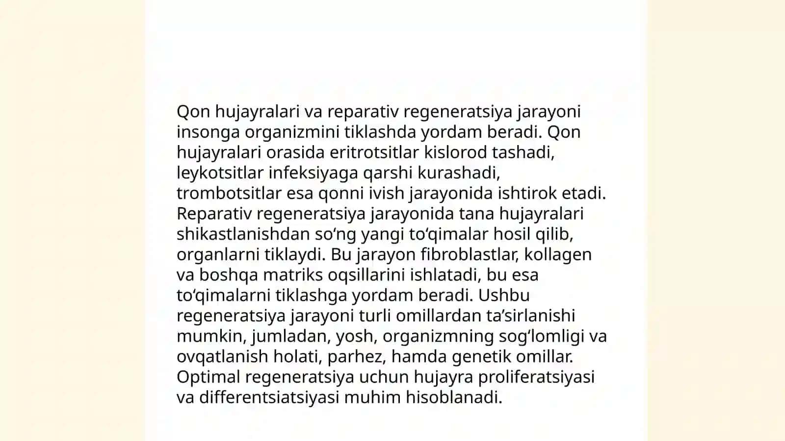 Qon hujayralarining fiziologik va reparativ regeneratsiyasi 4