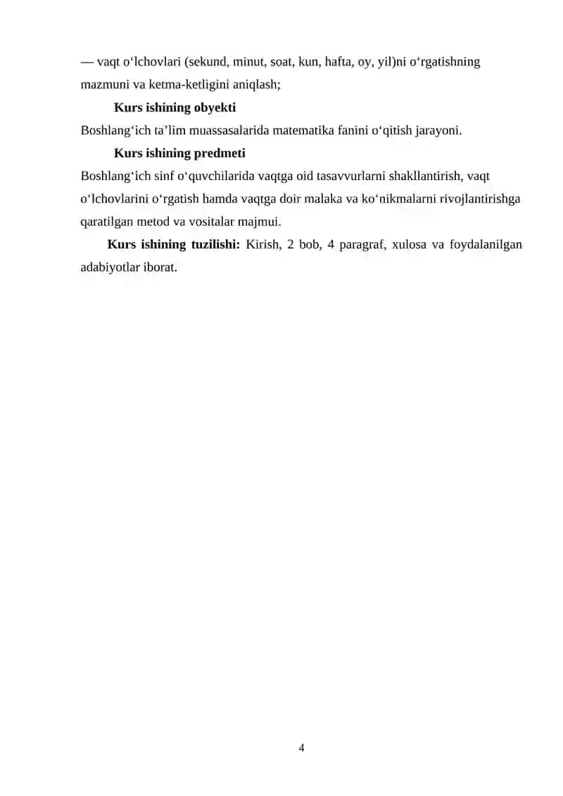 Vaqtga oid tasavvurlarni tarkib toptirish, vaqt o‘lchovlarini o‘rgatish hamda tegishli malaka va ko‘nikmalarni tarkib toptirish metodikasi 4