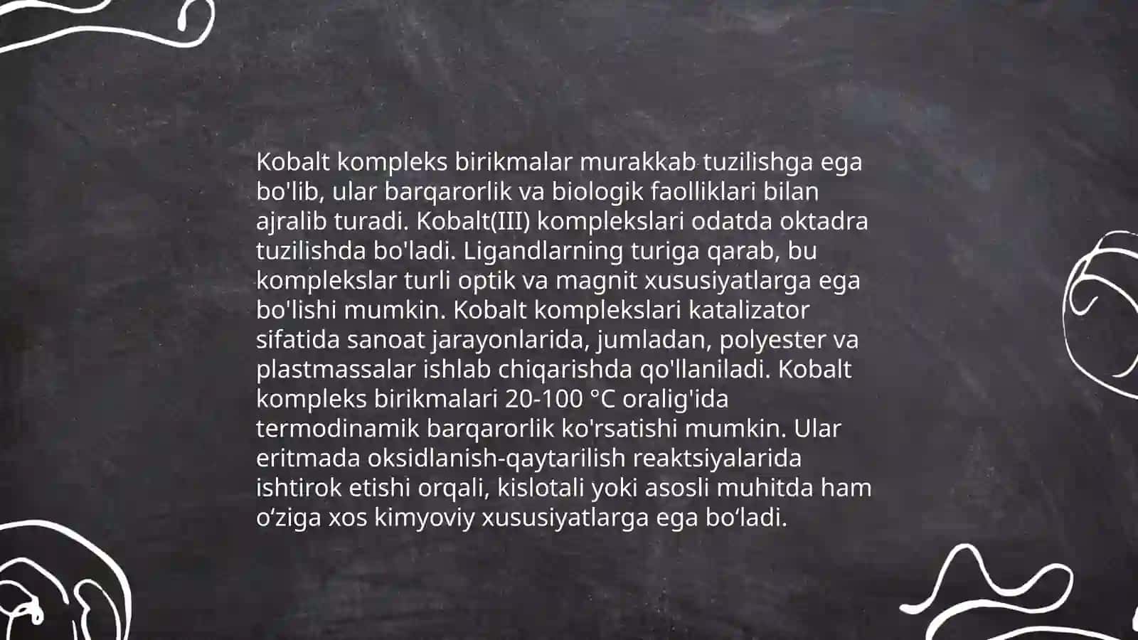 Temir Kobalt Nikelni kompleks birikmalari va farmatsiyadagi ahamiyati 4