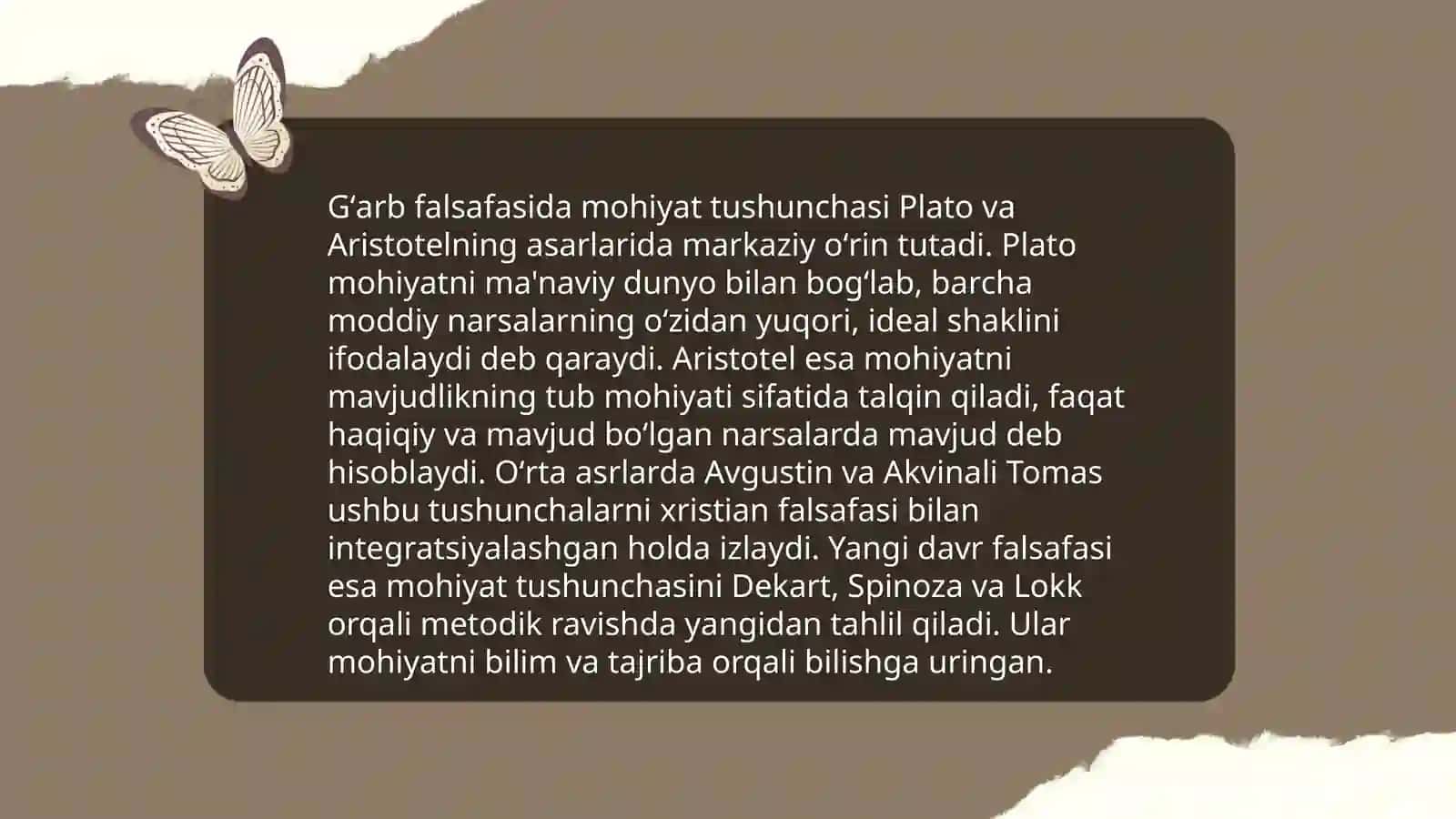FALSAFANING MOHIYATIGA OID SHARQ VA GʻARB MAMLAKATLARINING TARIFLARINI TASNIFLASH 4