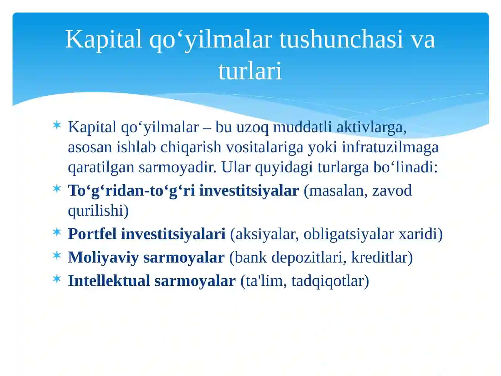 Kapital qo'yilmalar va kapital bozorlari 4