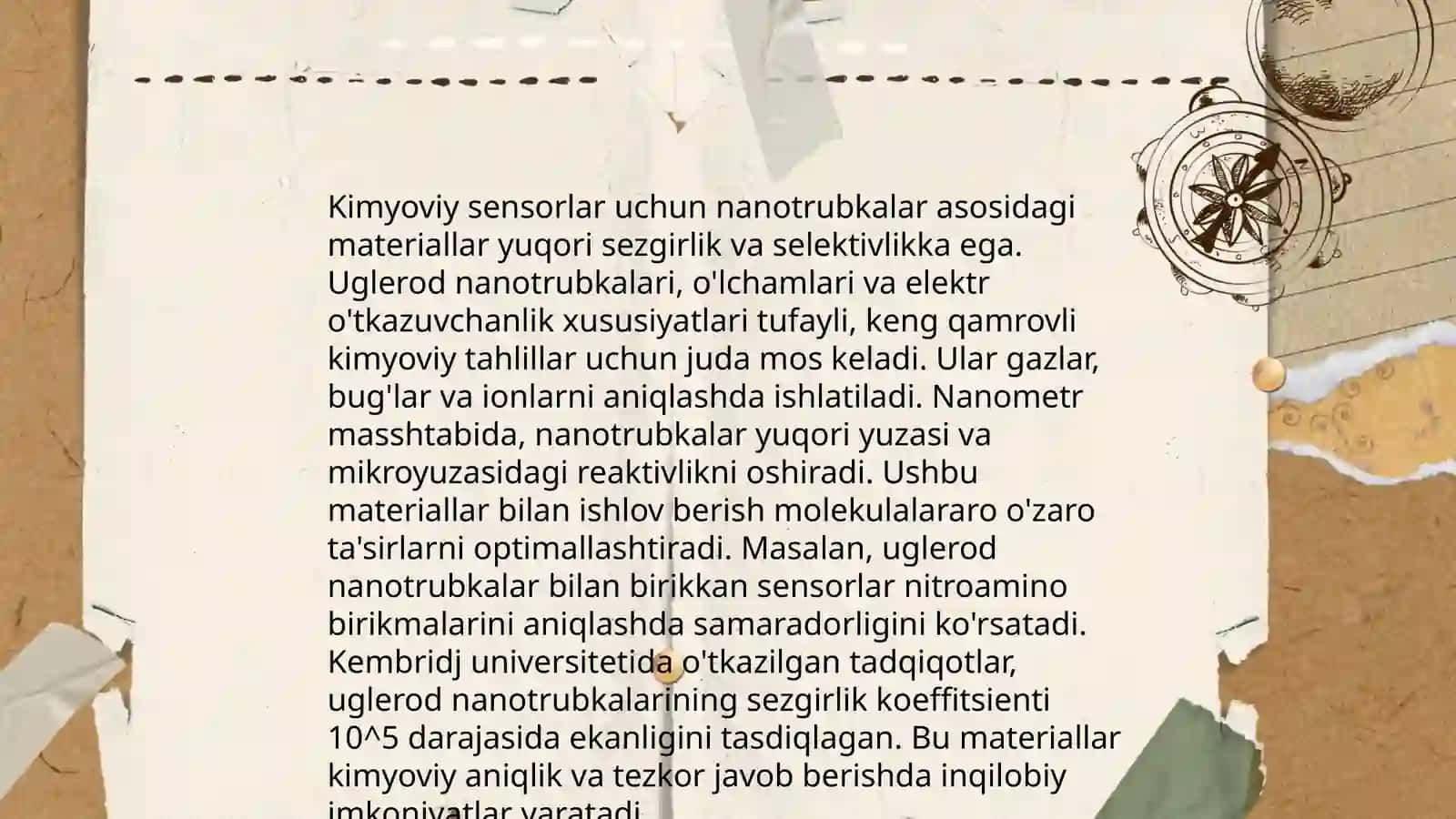 Kimyoviy sensorlarda nanotrubkalarni qoʻllanilishi 4