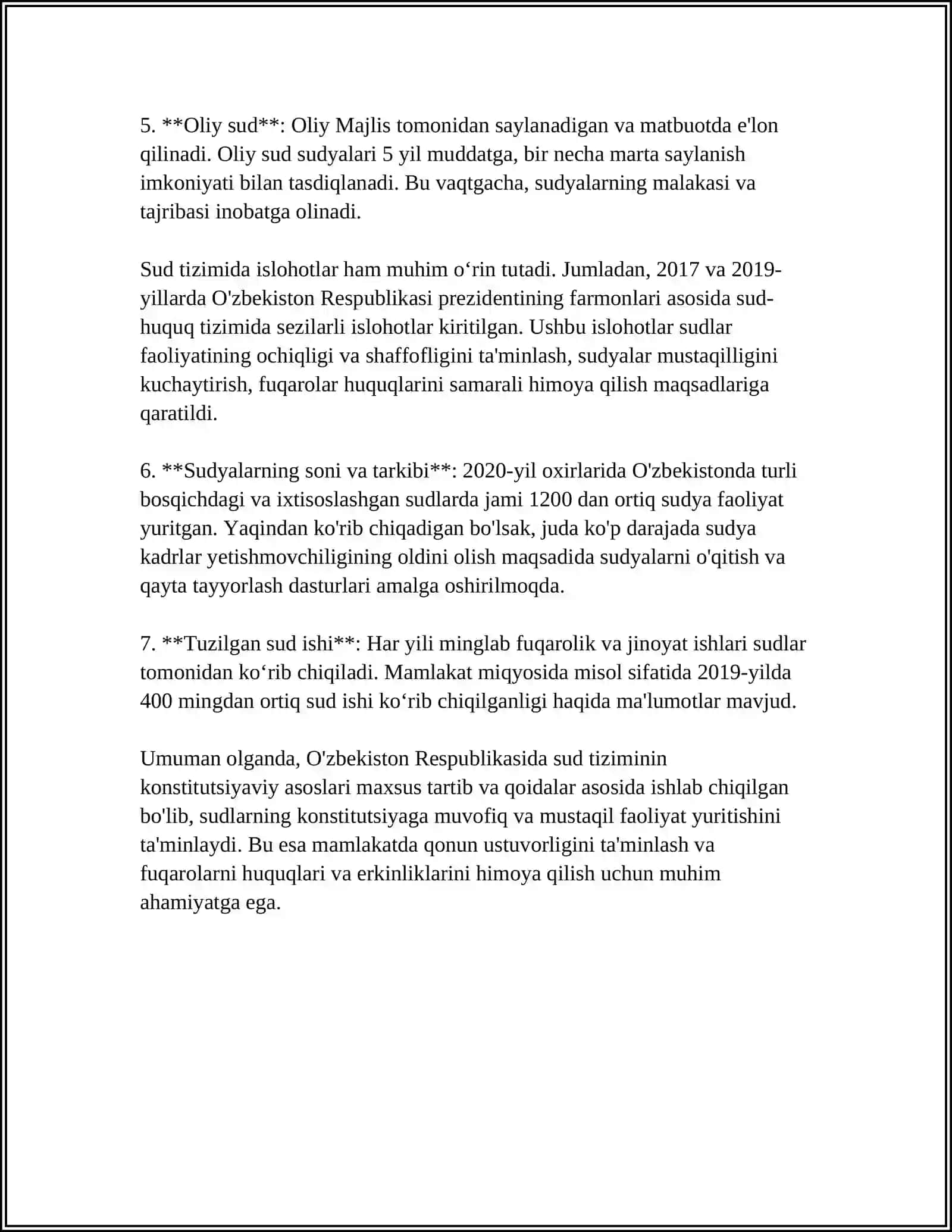 O'ZBEKISTON RESPUBLIKASIDA SUD TIZIMINING KONSTITUTSIYAVIY ASOSLARI.YANGILANGAN KONSTITUTSIYADA ADVOKATURA VA PROKURATURANING DAVLAT ORGANLARI TIZIMIDA TUTGAN ÒRNI 4