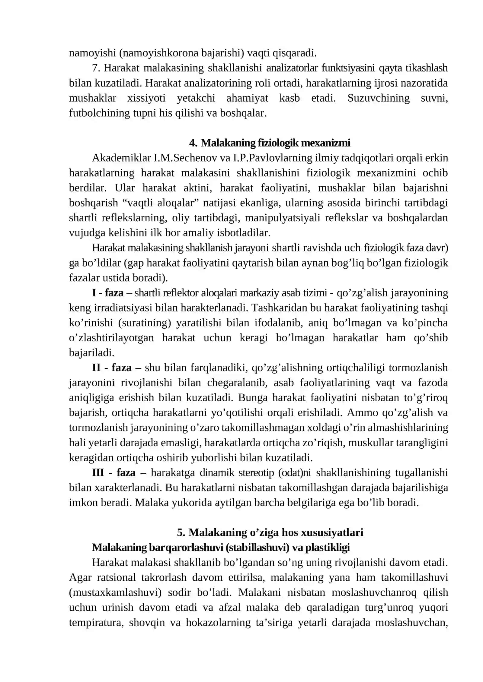 Harakat malakalarining tashkil etish qonuniyatlari 4