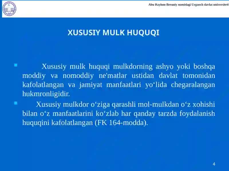 Xususiy Mulk Huquqi 4