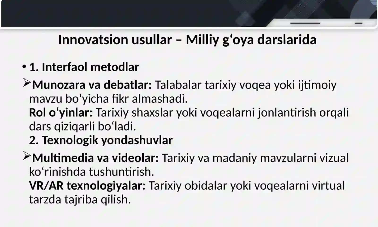 Milliy g'oya darslarini tashkil etishning inovatsion usullari 4
