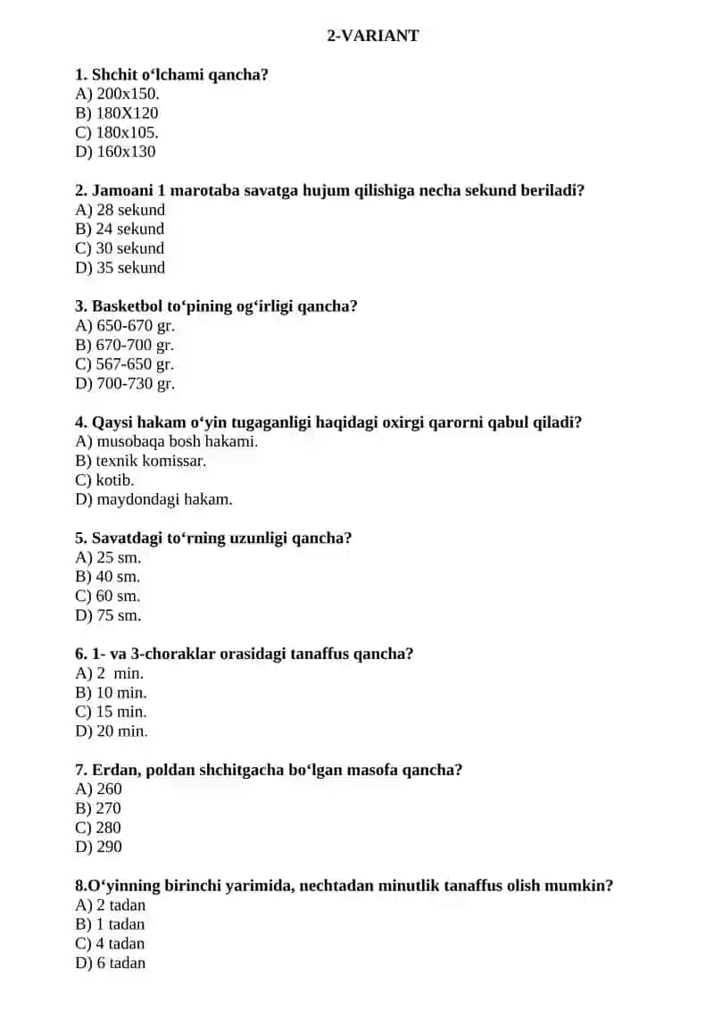 Basketbol texnikasi va taktikasiga o‘rgatish uslubiyati, musobaqa qoidasi va hakamlik uslubiyati 4