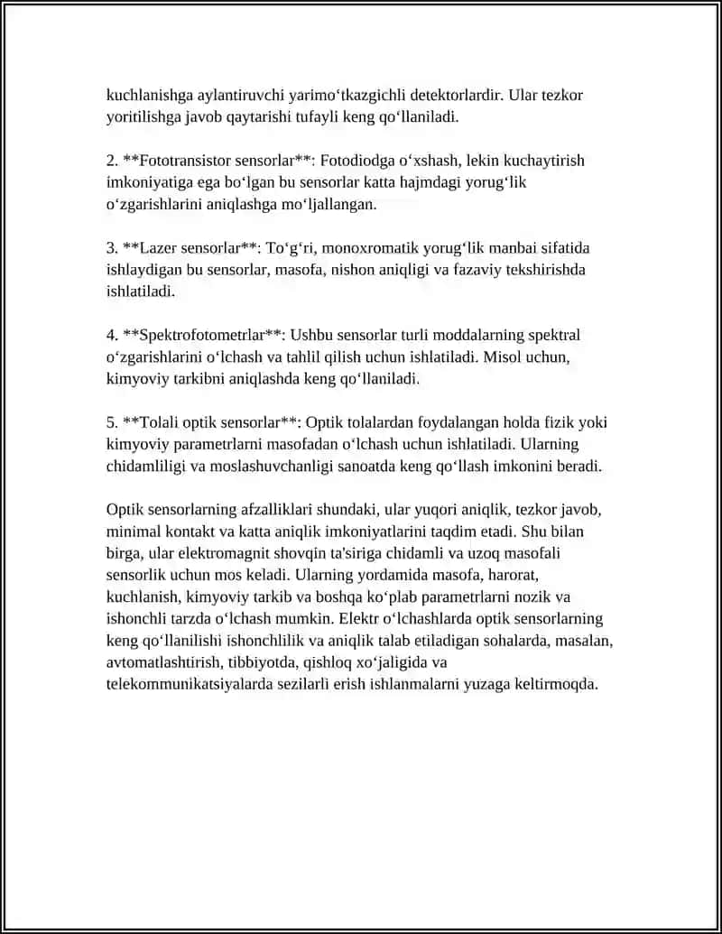 ELEKTR O‘LCHASHLARDA OPTIK VA ULTRATOVUSHLI SENSORLARDAN FOYDALANISH 4