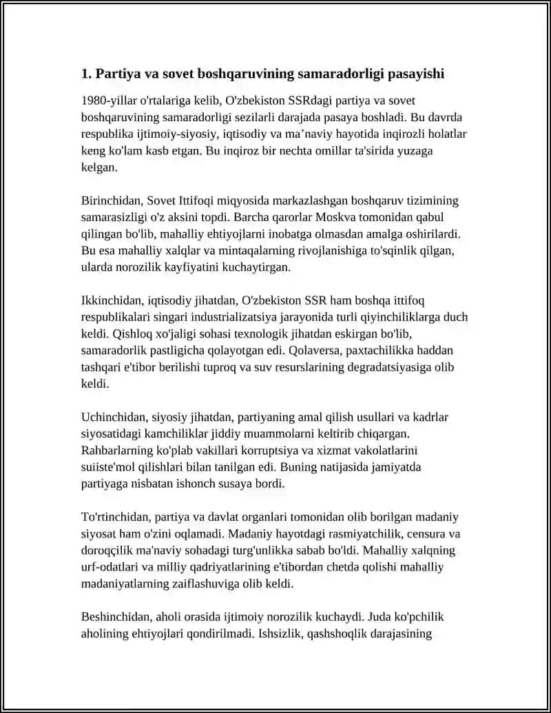 XX ASR 80-YILLARI O‘RTALARIDA RESPUBLIKA IJTIMOIY-SIYOSIY, IQTISODIY VA MA’NAVIY HAYOTIDAGI INQIROZLIHOLAT 4