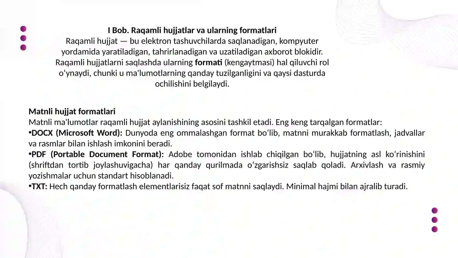 Raqamli hujjatlarni saqlashda fayl dasturlari 4