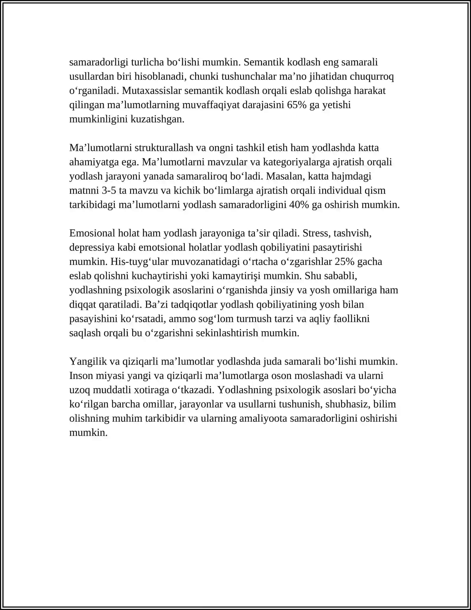 Yodlashning psixologik asoslari 4