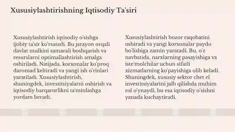 Davlat Mulkini Xususiylashtirish: Kirish 4