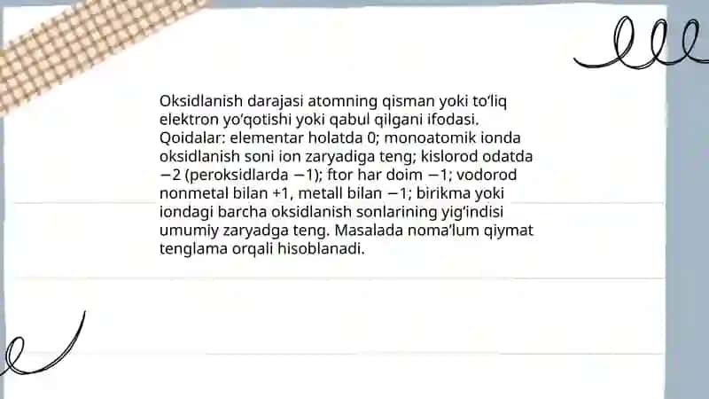 Oksidlanish Qaytarilish reaksiyalari 4