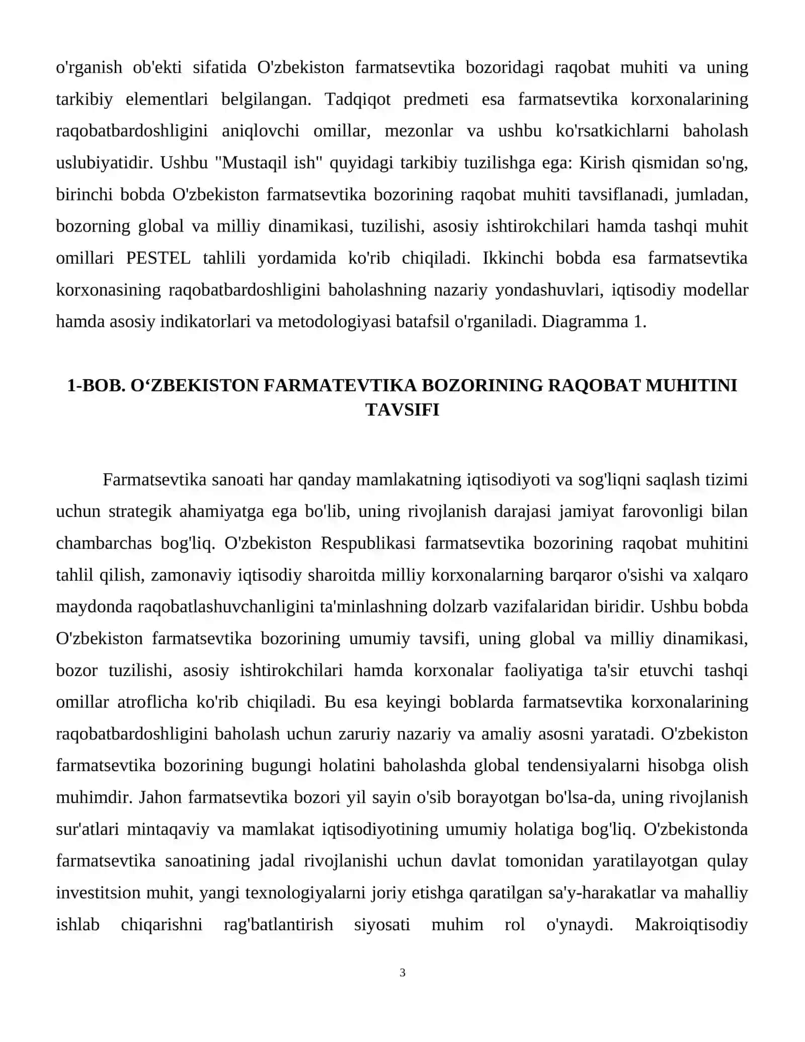 Farmatsevtika bozorida raqobat muhiti va farmatsevtika korxonaning raqobatbardoshligini. 4