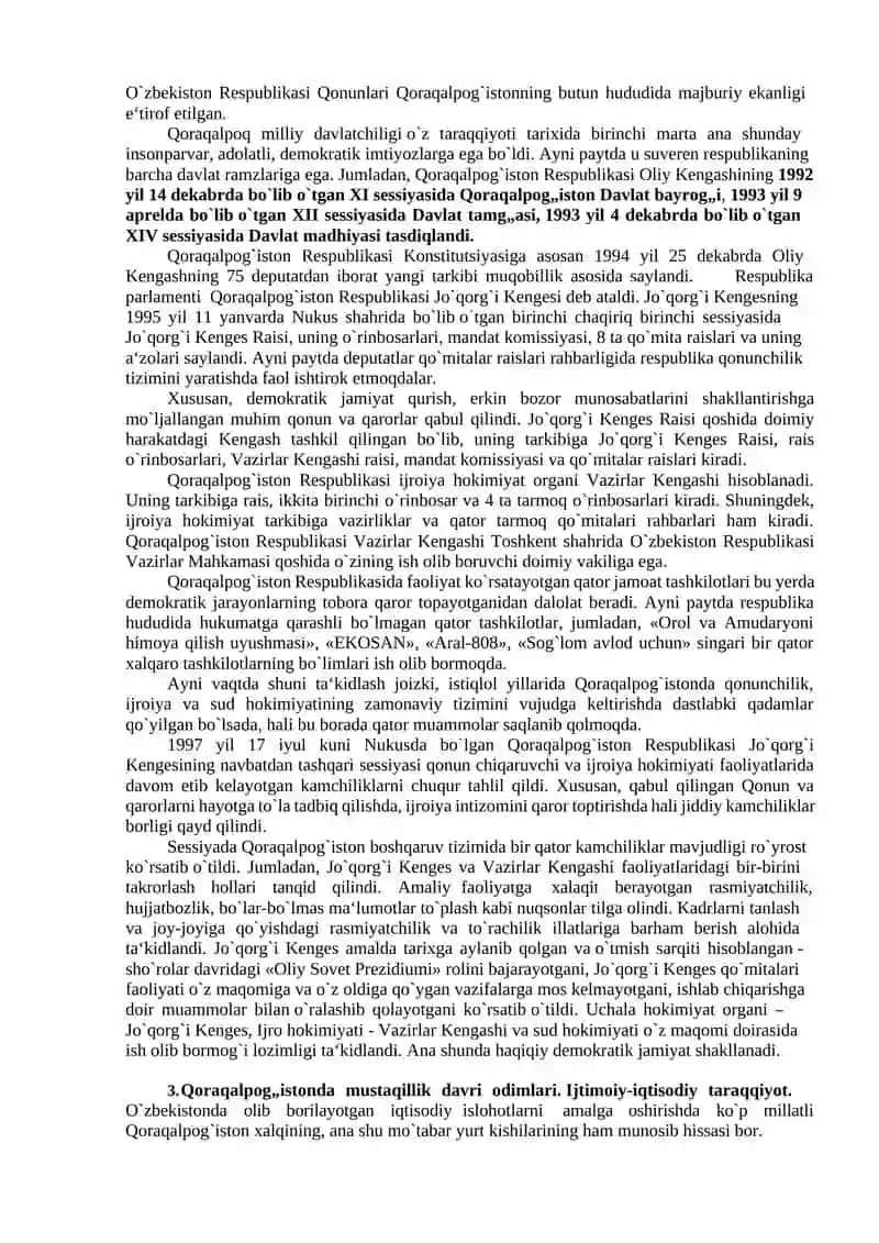 MUSTAQILLIK YILLARIDA QORAQALPOG’ISTON RESPUBLIKASI 4