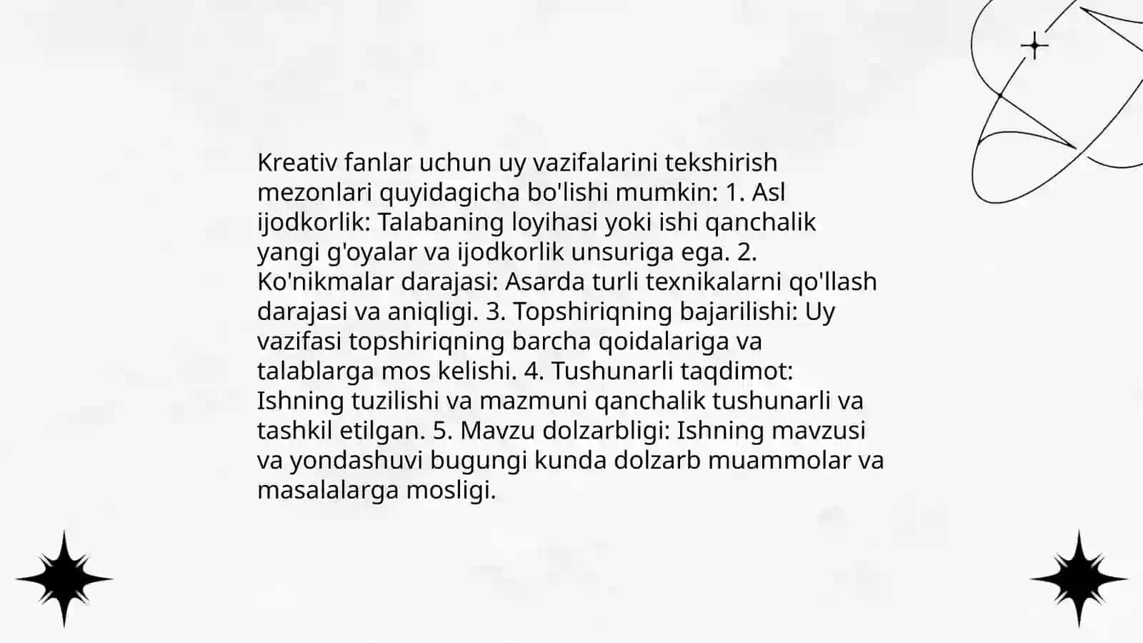 Kreativ fanini o‘qitishda sifatli tekshirish usullari 4