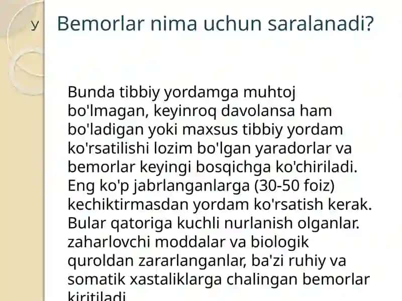 Terapevtik yordamga muhtoj boʻlganlarning asosiy xarakteristikasi 4