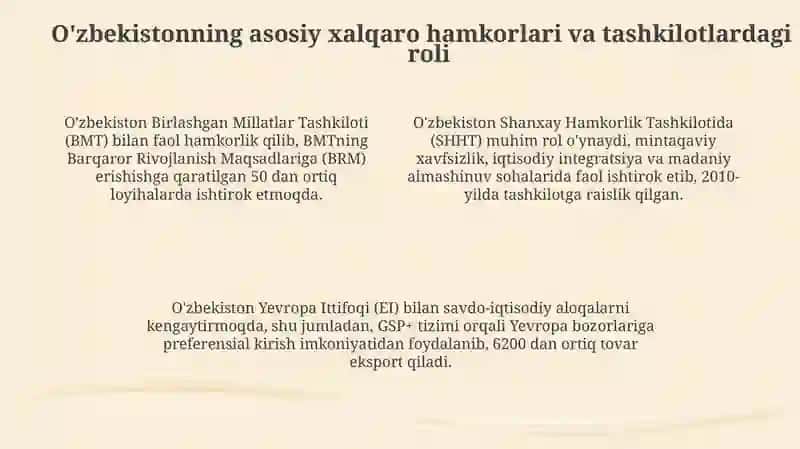 O'zbekistonning xalqaro tashkilotlar bilan hamkorligi 4