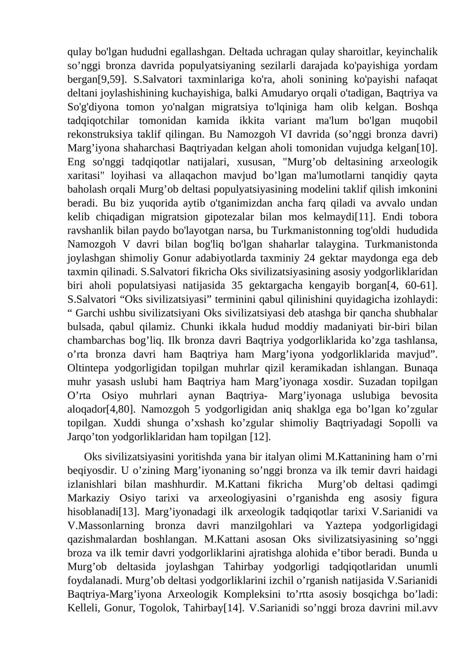 Oks sivilizatsiyasining italiyalik olimlar tomonidan o’rganilishi natijasida yuzaga kelgan ilmiy adabiyotlar 4