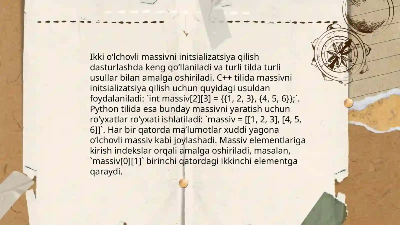 C++ tilida "Ikki oʻlchovli massiv" 4