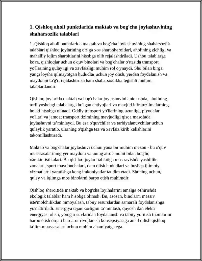 QISHLOQ AHOLI PUNKTLARIDA TALIM MUASSASALARI(MAKTAB, BOĞCHA) MEMORIY REJALASHTIRISH XUSUSIYATLARI 4