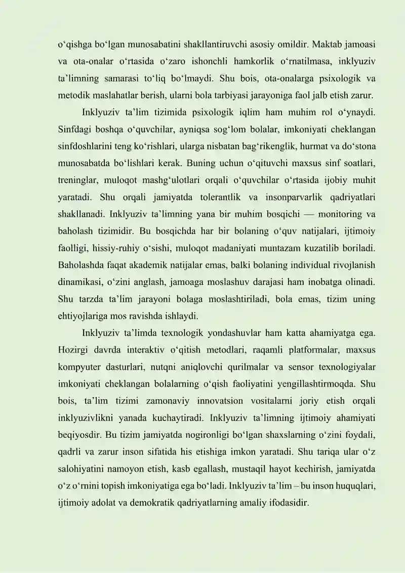 INKLYUZIV TA’LIMGA JALB QILISH BOSQICHLARI 4