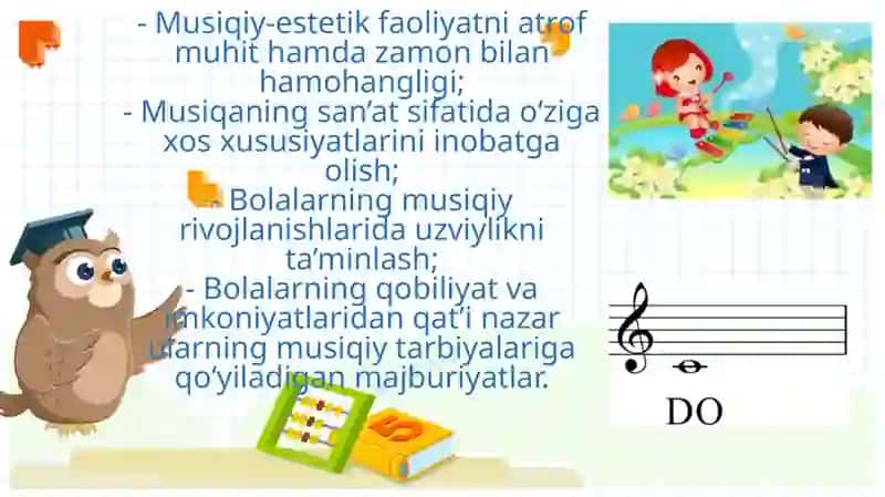 MAKTABGACHA TA’LIM MUASSASASIDA MUSIQAVIY TARBIYANING MAQSAD VA VAZIFALARI 4