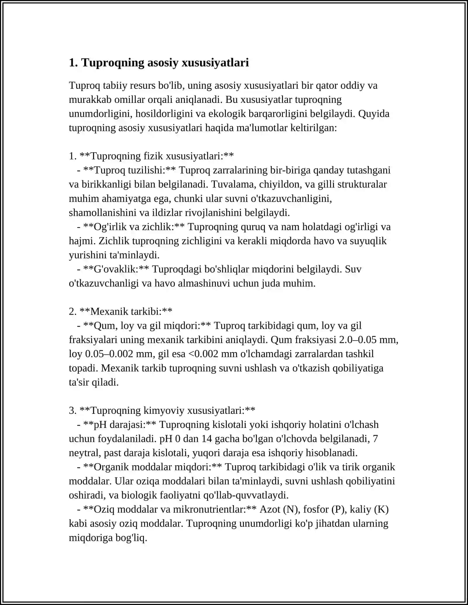 DUNYO YER RESURSLARI VA ULARDAN FOYDALANISH, GEOGRAFIK ZONALAR BO’YICHA TUPROQ HOSIL QILUVCHI JARAYONLAR 4