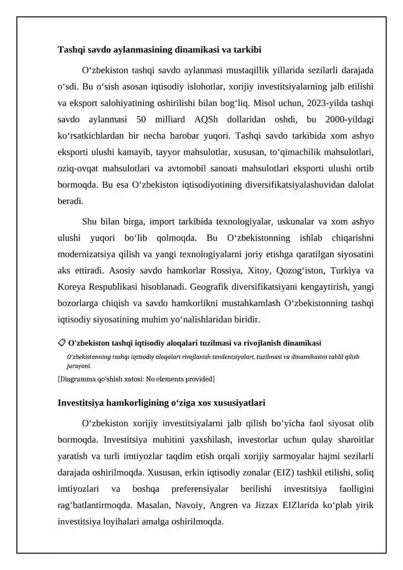 O'zbekiston tashqi iqtisodiy aloqalarining asosiy tendensiyalari va tuzilishi 4