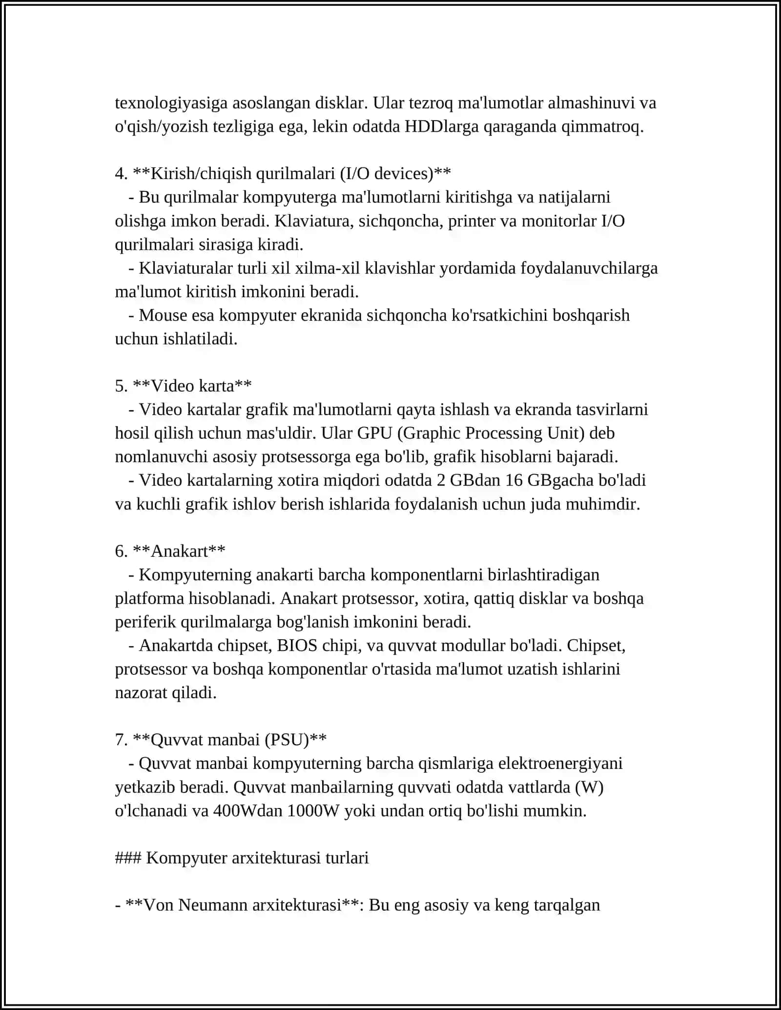 SHAXSIY KOMPYUTER ARXITEKTURASI VA UNING ASOSIY KOMPONENTLARI 4
