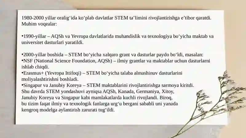 Xorijiy davlatlarda steam ta’lim texnologiyasini rivojlanish tarixi 4