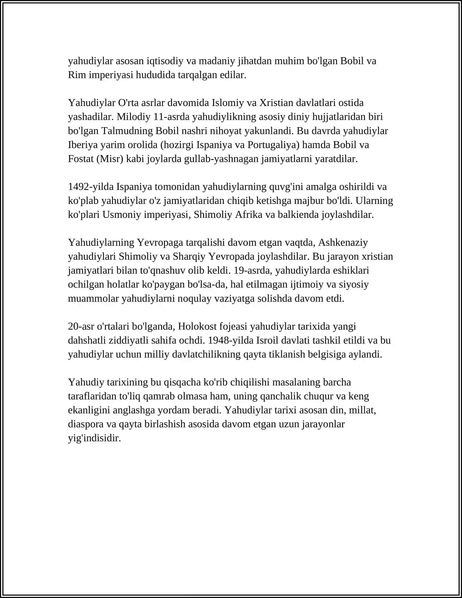 YAHUDIYLIK TA’LIMOTI,ANʼANA VA MAROSIMLARI 4