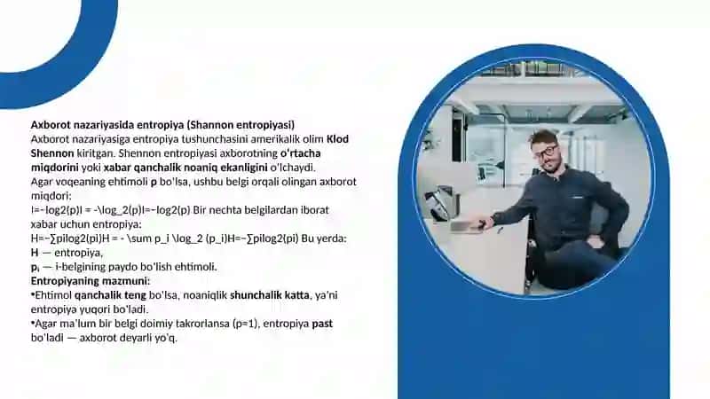 Entropiya va axborot  o’lchami 4