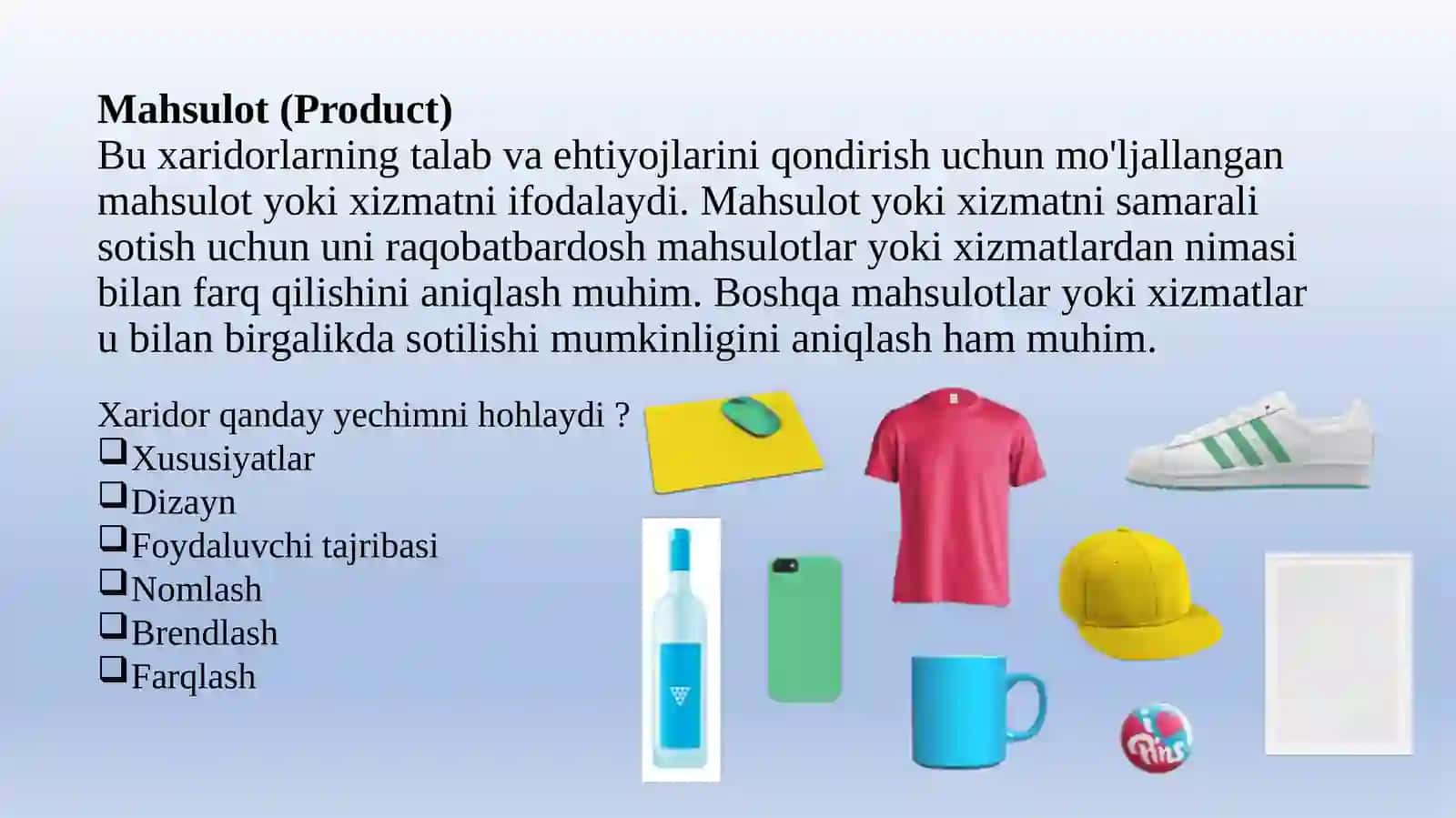 Marketing tizimida tovar siyosati 4