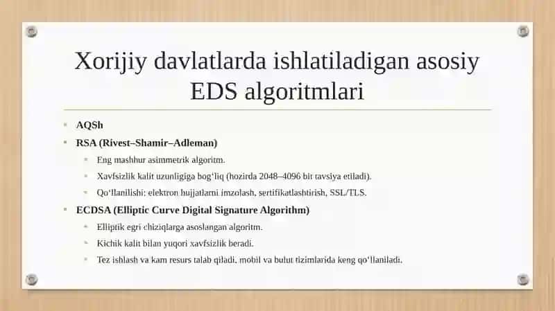 Xorijiy davlatlarning elektron raqamli imzo algoritmlari tahlili. 4