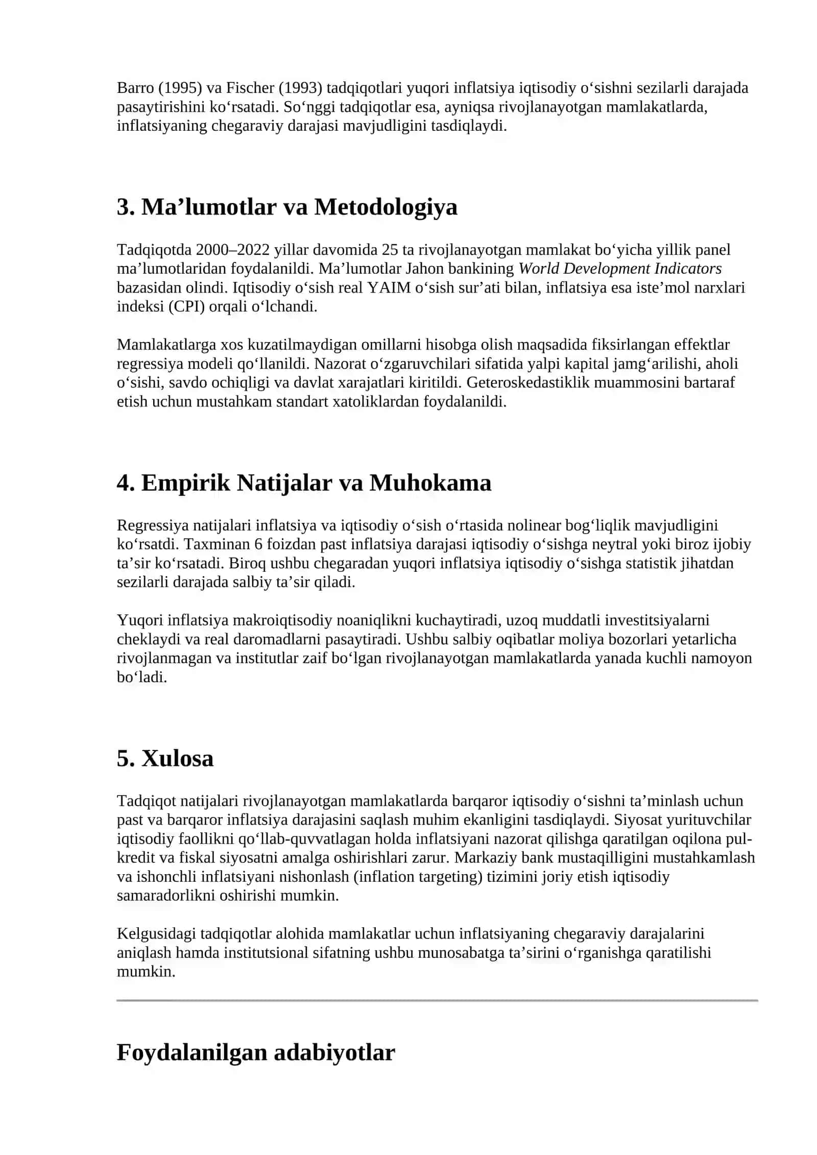 The Impact of Inflation on Economic Growth: Evidence from Developing Countries 4