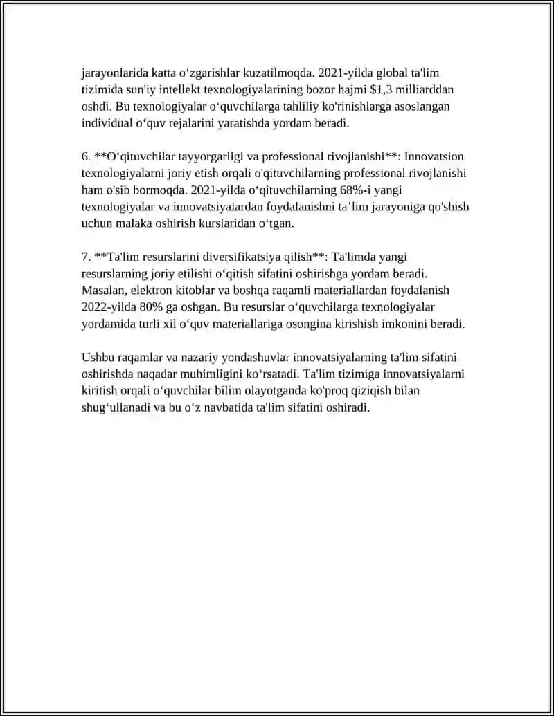 "INNOVATSIYALARNING TA' LIM SIFATINI OSHIRISHGA TA' SIRI" 4
