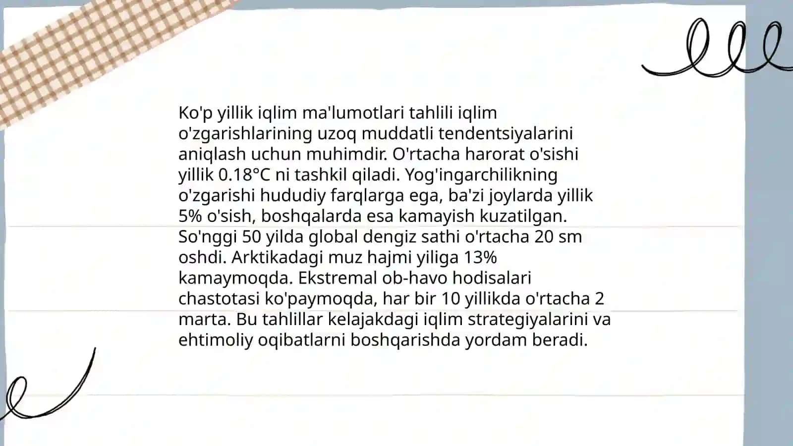 Ko’p yillik iqlim ma’lumotlaridan foydalanishni o’rganish 4
