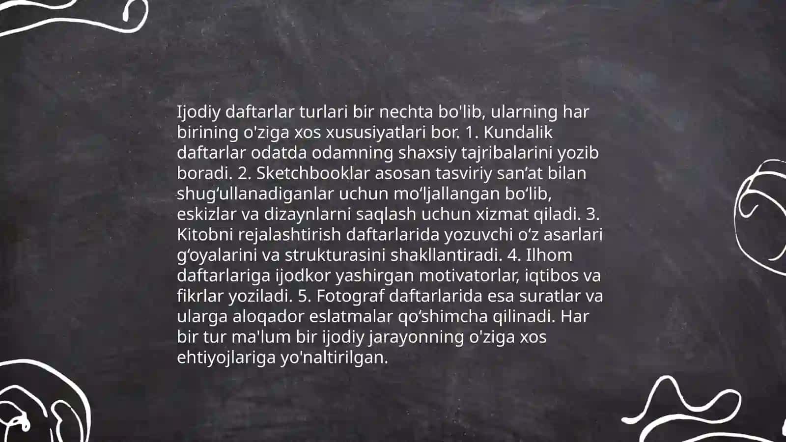 Kuzatish ijodiy daftarlarni yuritishning xususiyatlari 4