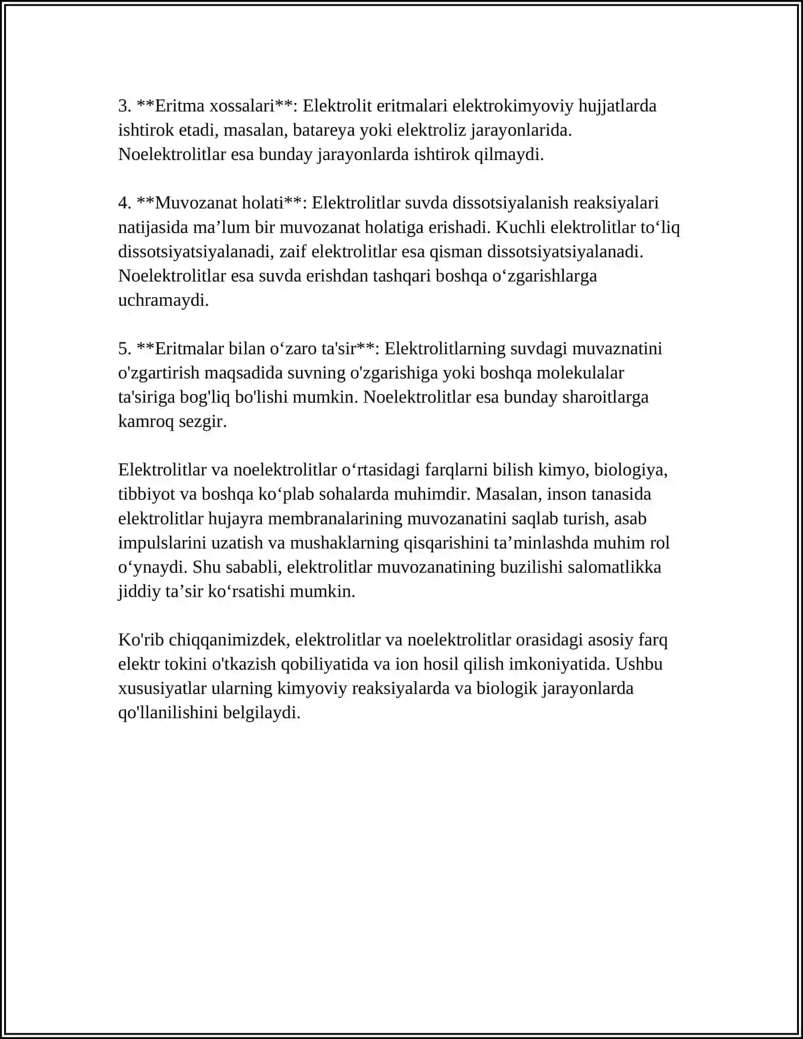 ORGANIZMNING BIOLOGIK SUYUQLIKLARI ELEKTROLIT VA NOELEKTROLIT ERITMALAR 4