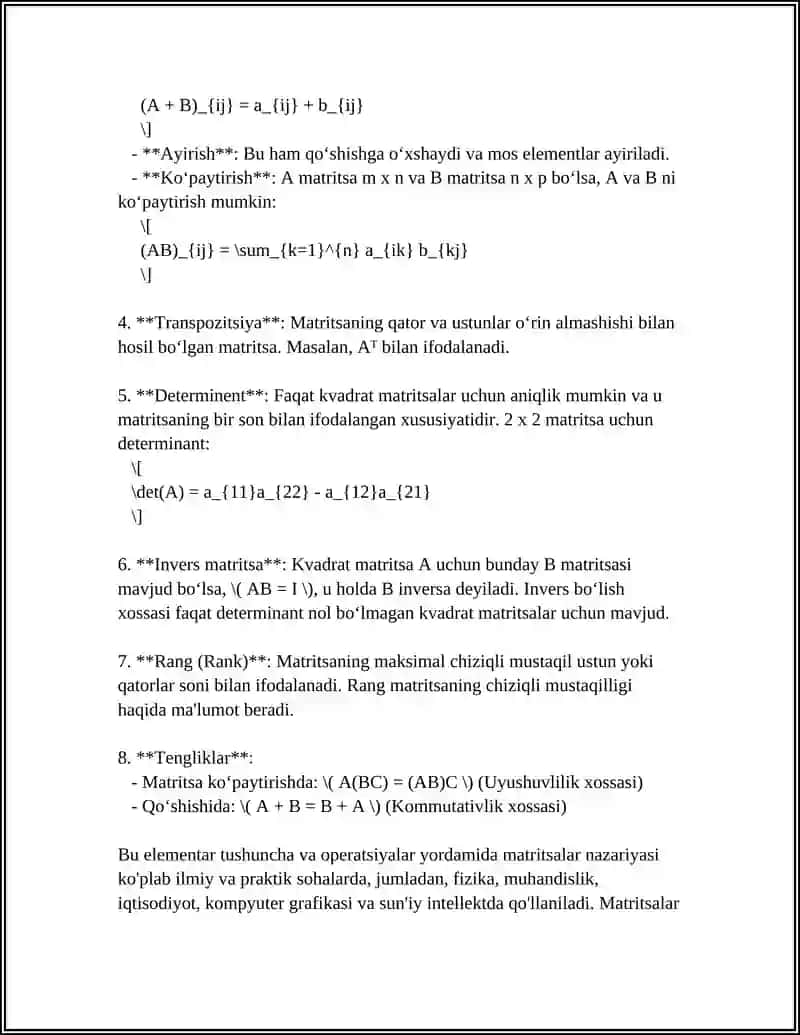 TURGʻUNLIK ALGEBRAIK MEZONLARI 4