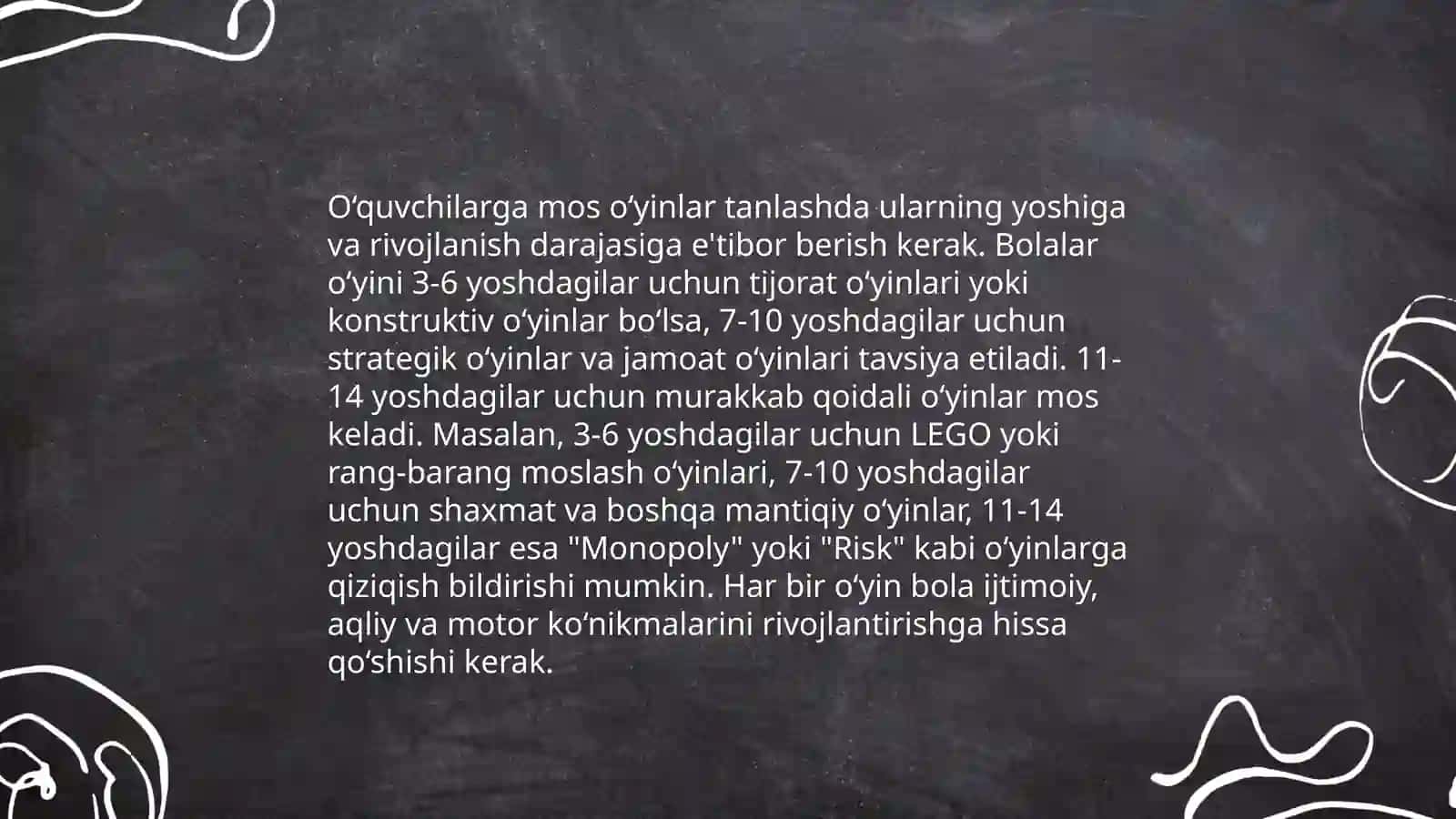 Xarakatli o‘yinlarni darsni asosiy qismida mos xolda tanlash 4