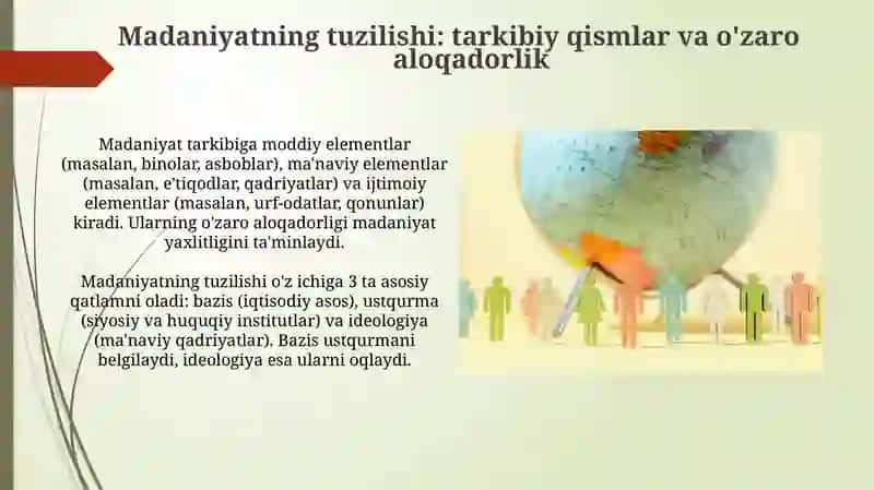Madaniyat tushunchasi tuzulmasi va jamiyatagi funksiyalari 4