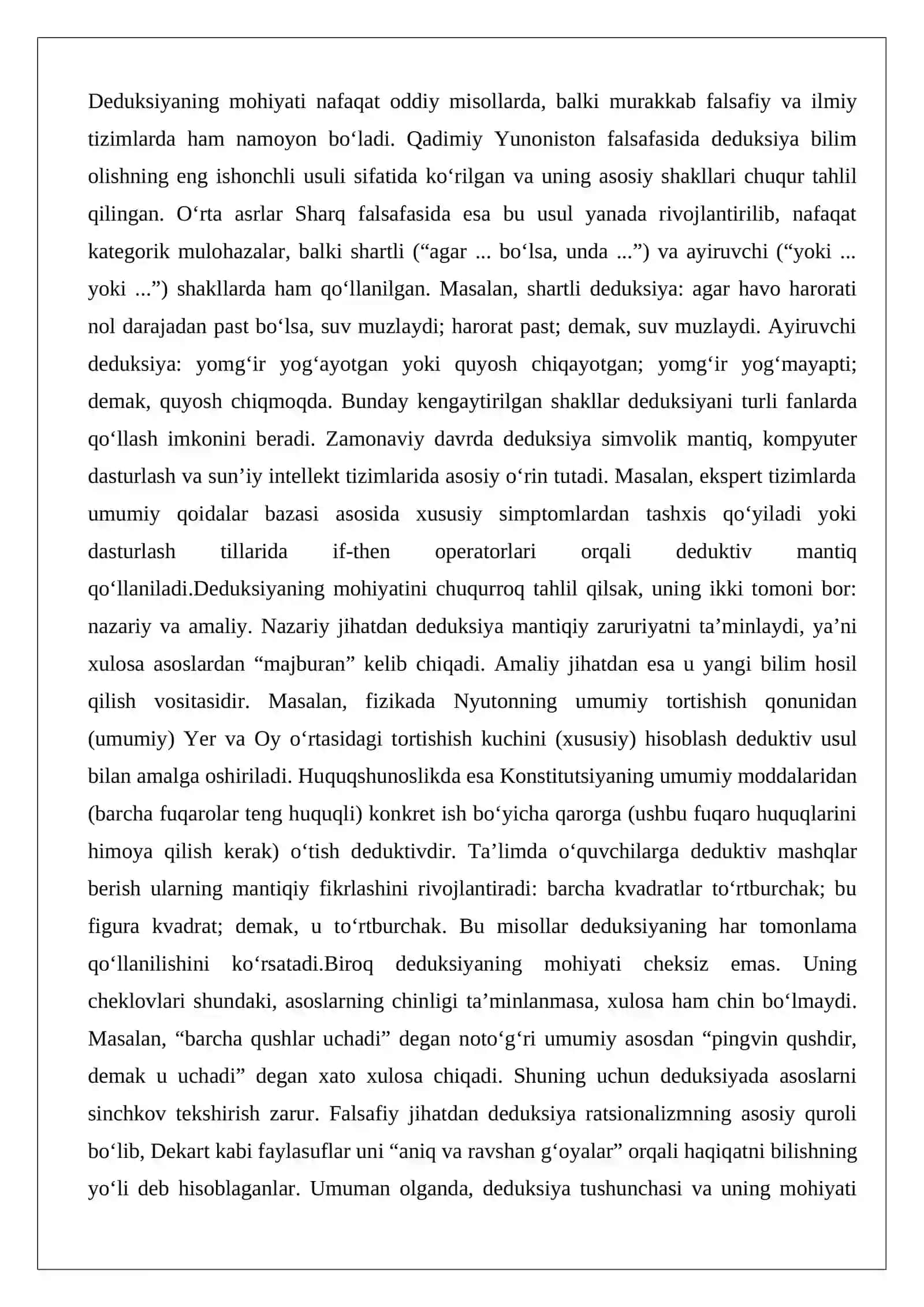 Deduktiv va induktiv xulosa chiqarishning o‘ziga xos tomonlari 4