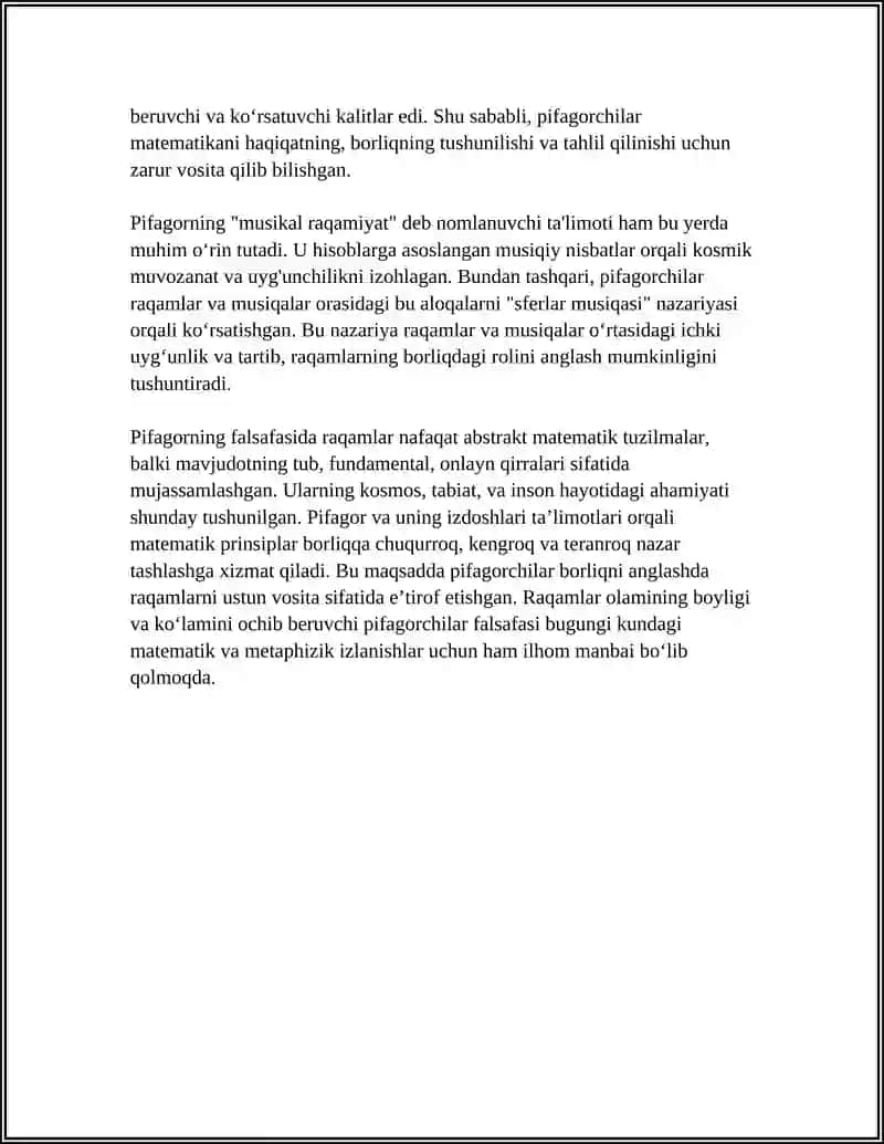 PIFAGORNING FALSAFIY QARASHLARIDA BORLIQ MASALASI 4